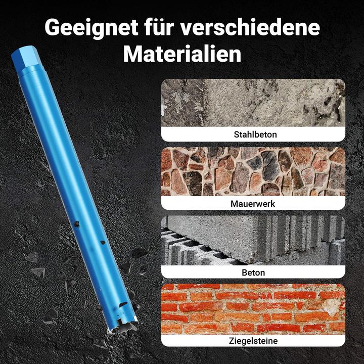 Produktbild Wiltec Diamantbohrkrone Shark Ø52mm Bohrkrone 450mm 1¼ UNC Diamantbohrer Beton (52 mm)