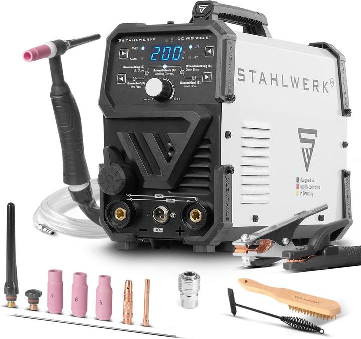 Produktbild Stahlwerk 2-in-1 Kombi Schweissgerät DC WIG 200 ST mit 200A ARC/MMA/E-Hand-Funktion und HF-Zündung