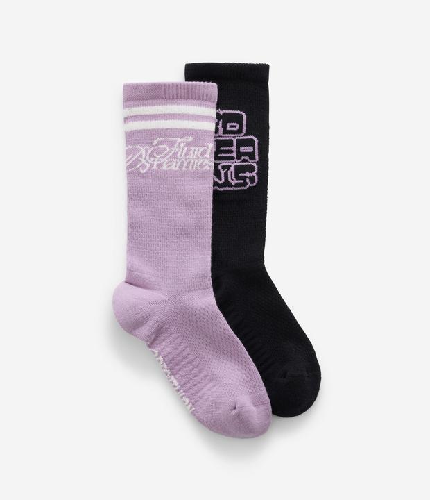 Produktbild Decathlon Sportsocken Mid 2er-Pack - schwarz/lila (39 - 42)