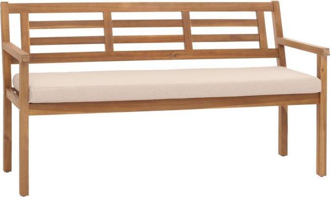 Mendler Banc de jardin HWC-N47, Acacia massif certifié MVG - coussins crème-beige