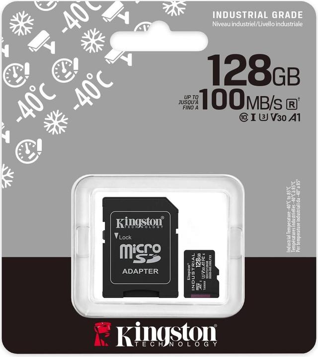 Actual product image Kingston Card Ind. MicroSD +ADP 128GB pSLC (128 GB, microSDXC, U3, UHS-I)