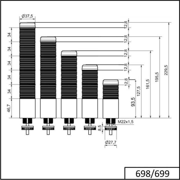 Produktbild Werma K37 Clear Signal Tower Grn/Yel/Red,Cable