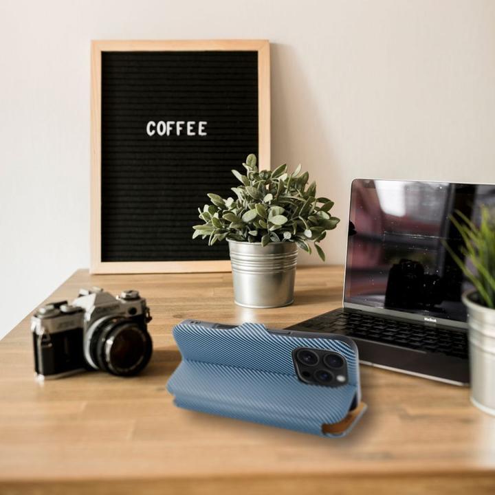 Produktbild OEM Back panel cover FOLIO Side Magnet book case for IPHONE 16 PRO blue (Apple iPhone 16 Pro)