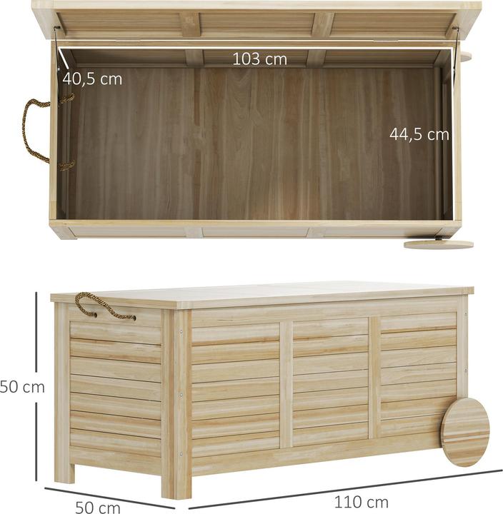 Produktbild Outsunny Auflagenbox Tannenholz Naturholz