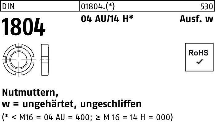 Produktbild Nutmutter DIN 1804 M 40 x 1,5 Automatenstahl/14 H
