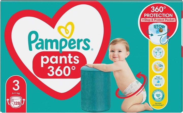 Image du produit Pampers Pants (Taille 3, Pack semi-mensuel, 128 pièce(s))