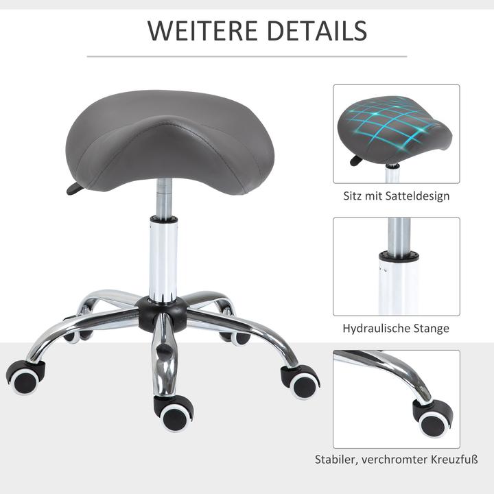 Actual product image Homcom Saddle stool with nylon castors