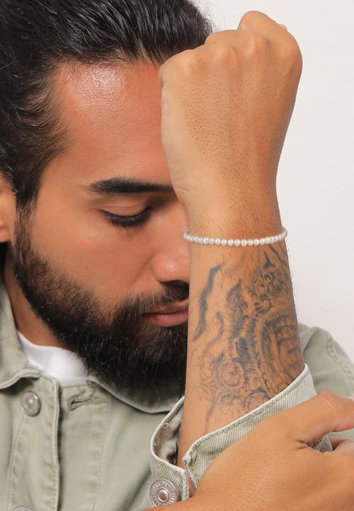 Actual product image Kuzzoi Bracelet Freshwater Pearls Classic Simple 925 Silver (19 cm, 925 sterling silver, Freshwater cultured pearls, Stainless steel)