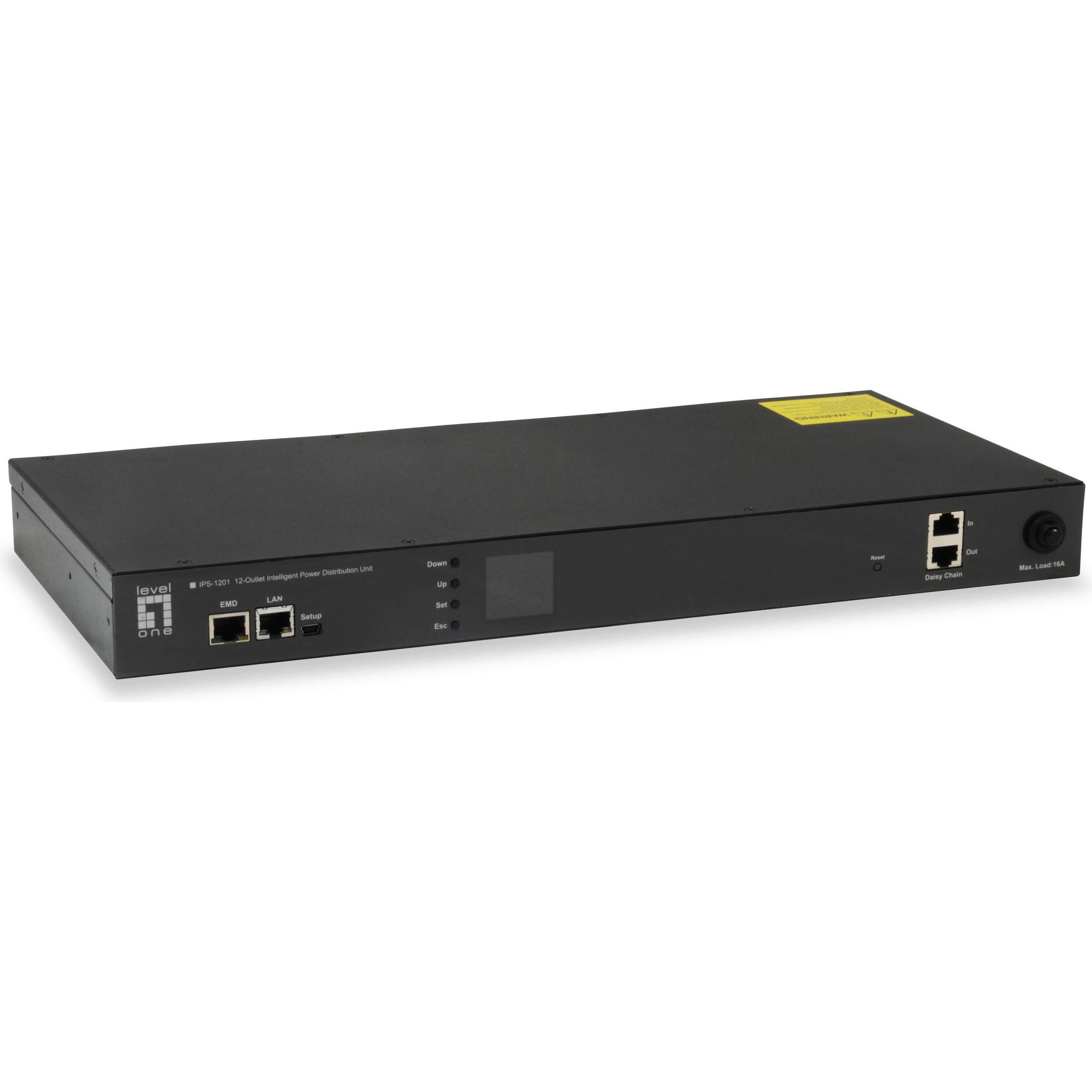 LevelOne 12 x IEC 320 C13, AC, LCD, ACL/RADIUS, TLS/SSH (12 Ports), Netzwerk Switch, Schwarz