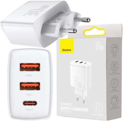 Actual product image Baseus Comact Quick Charger (30W) (30 W, 3 ports)
