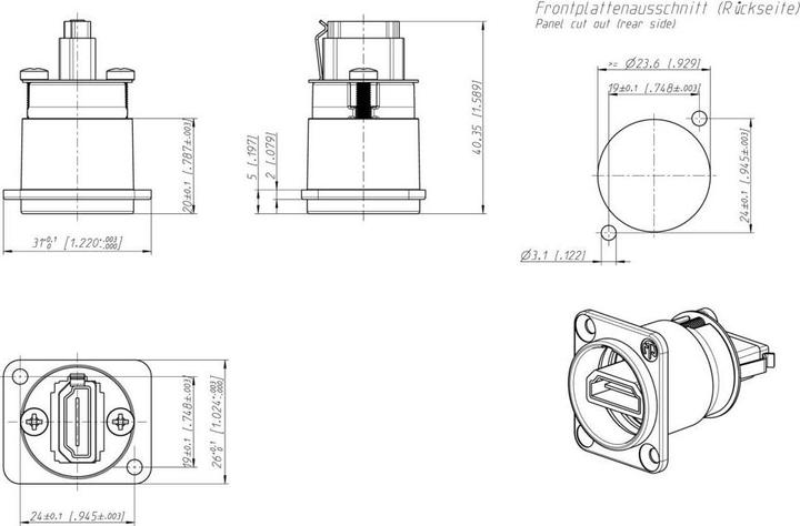 Actual product image Neutrik Video- / Audio-Adapter (HDMI, 3.10 cm)