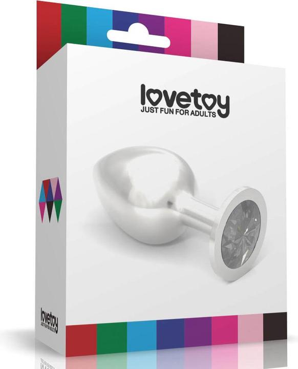 Actual product image Lovetoy Metal Butt Plug RoseBud Classic with Clear Jewel Size L