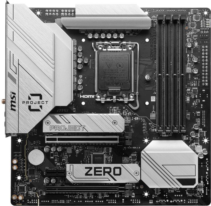 Produktbild MSI B760M PROJECT ZERO (LGA 1700, Intel B760, mATX)