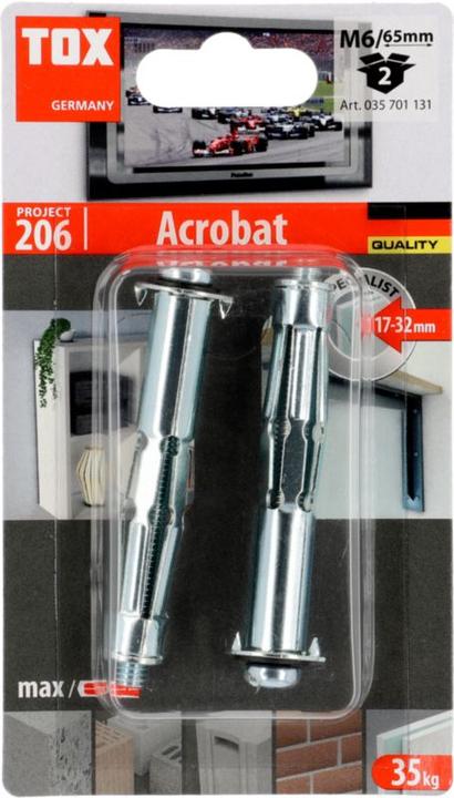 Produktbild Tox Hohlraumdübel Acrobat M6x65 mm, Blister 2 Stück (2 Stk.)