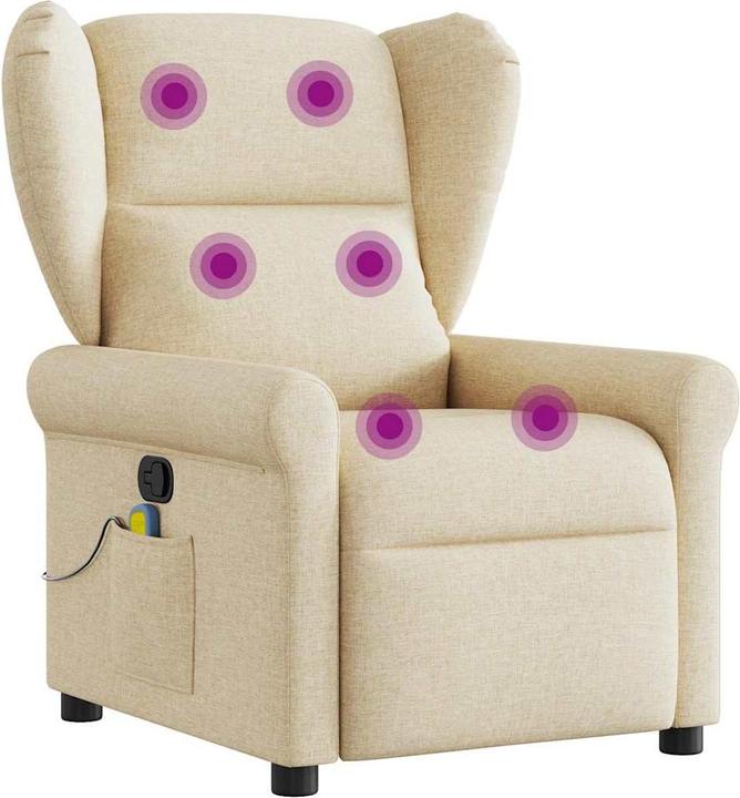 Image du produit vidaXL Fauteuil de massage Crème Tissu Massage Fauteuil TV avec fonction massage