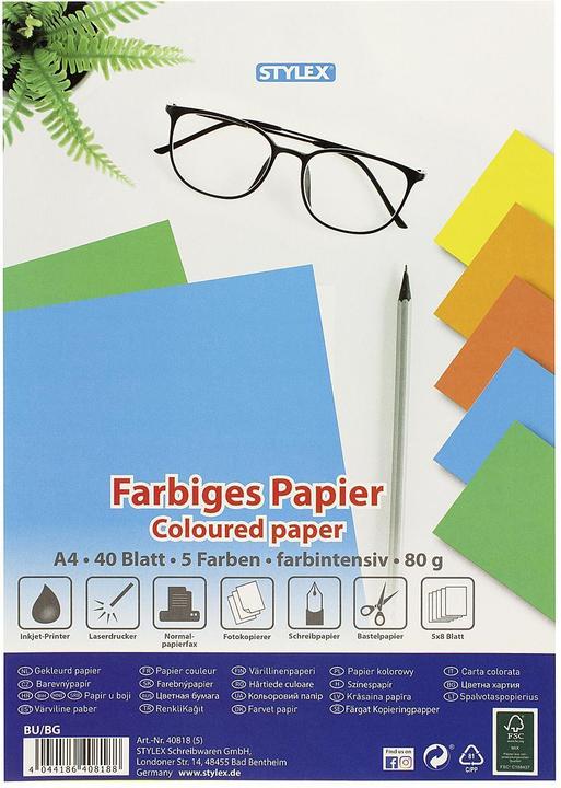 Produktbild Stylex Papier farbig (80 g/m², 40 x, A4)