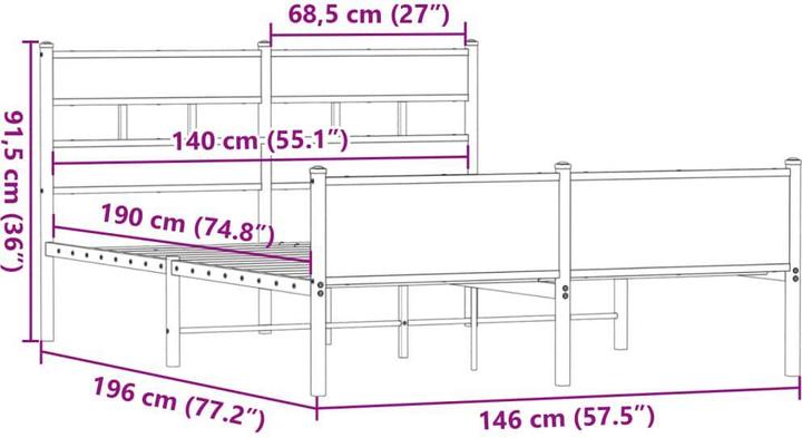Image du produit vidaXL Bettgestell (140 x 190 cm)