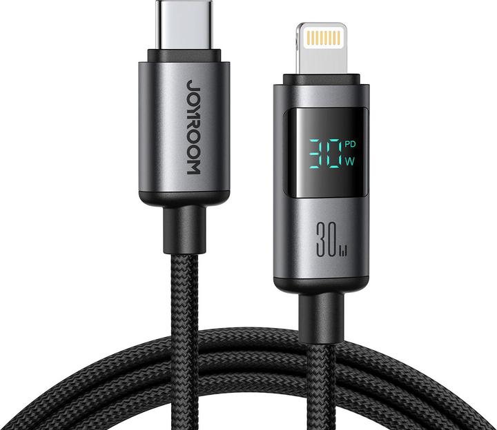 Image du produit Joyroom USB-C to Lightning fast charging cable with display 30W, 1.2m (1.20 m, 30 W)