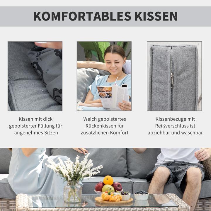 Produktbild Outsunny Polyrattan Set Gartengarnitur mit Couchtisch
