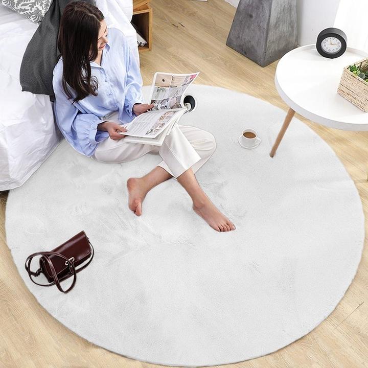 Actual product image Strado Round rug Rabbit 150x150 White (White) universal (150 x 150 cm)