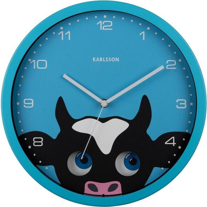 Karlsson Wanduhr Kuh Ø 30.8 cm, Blau, Form: Rund (30.80 cm)