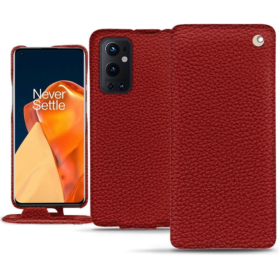 Noreve Lederschutzhülle vertikal (OnePlus 9 Pro), Smartphone Hülle, Rot