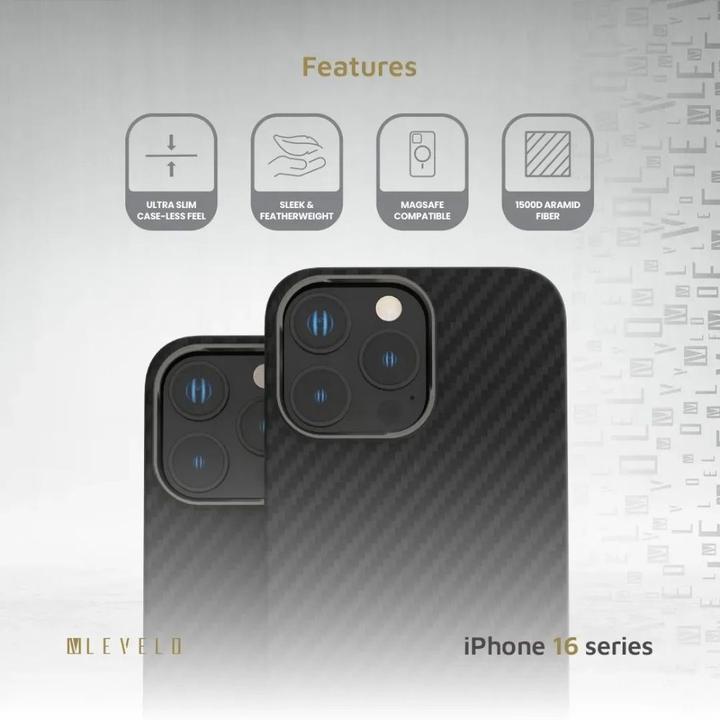Immagine prodotto Levelo Custodia Sergei 1500D in fibra aramidica (Apple iPhone 16 Pro)