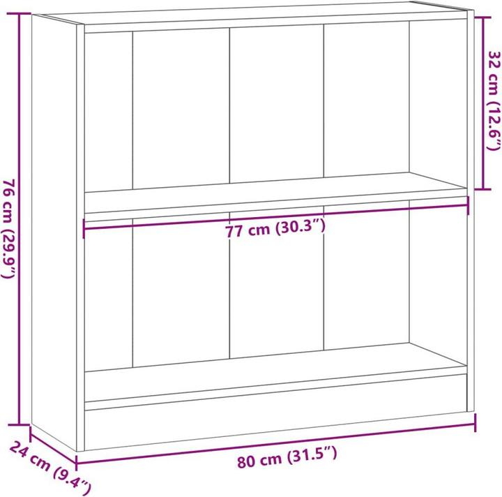 Produktbild vidaXL Bücherregal Regal Standregal Büroregal Aufbewahrungsregal Räuchereiche (80 x 24 x 76 cm)