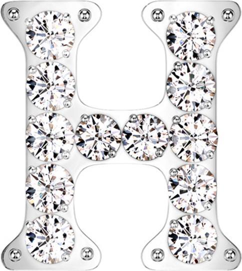 Actual product image Star Piercing Threadless silber mit Kristallen silber Buchstabe H (without brass, Titanium)