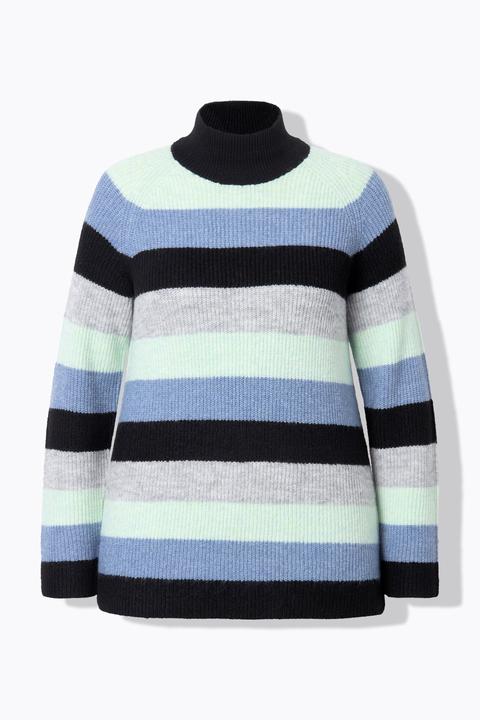 Produktbild Ulla Popken Pullover, Streifen, Stehkragen, Raglan-Langarm (54)