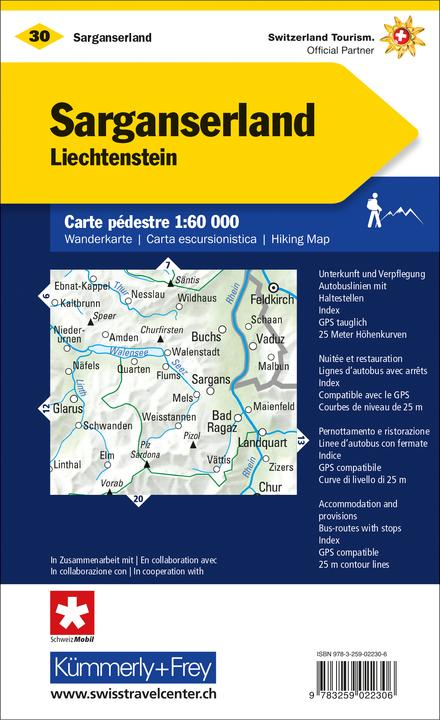 Energie-Label Wanderkarte Sarganserland-Liechtenstein