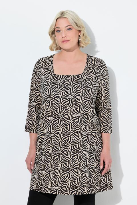 Actual product image Ulla Popken Geometric Print Empire Knit A-Line Tunic (58)