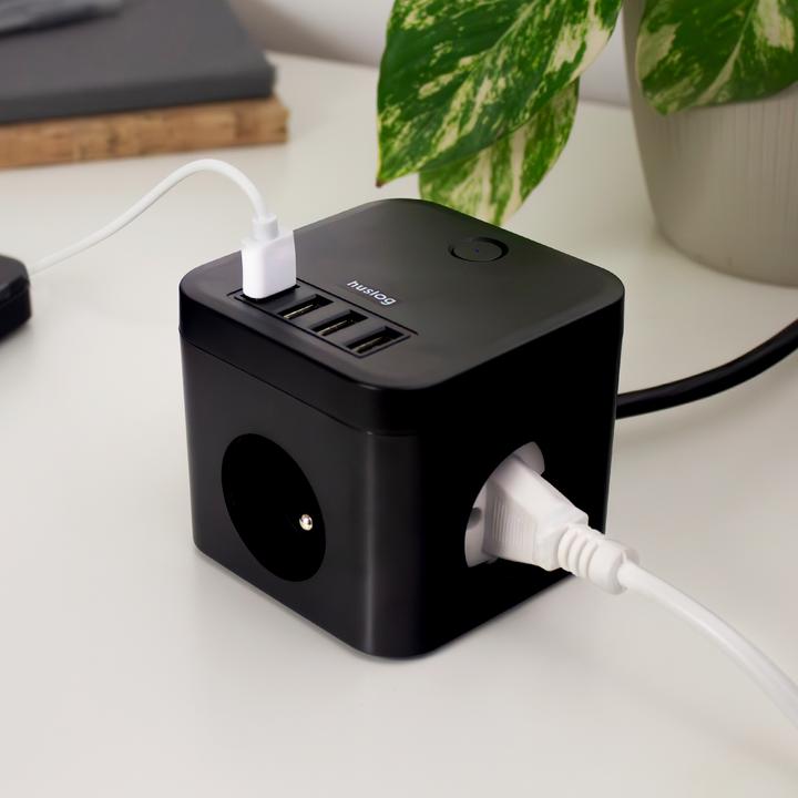 Immagine prodotto Huslog prolunga a 3 prese nera EMX-190224 (4 porte)