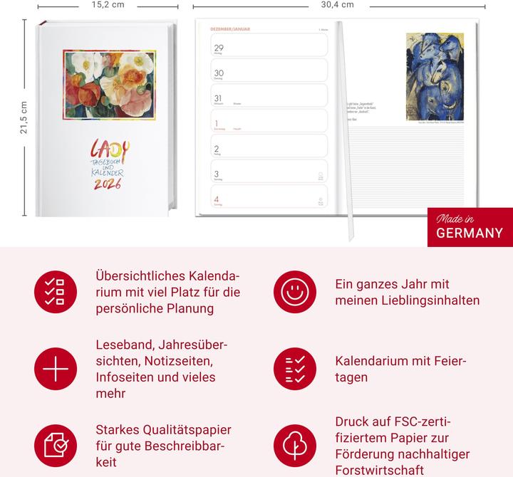 Produktbild Heye Tagebuch-Agenda Lady (A5, 1 Woche / 1 Seite)