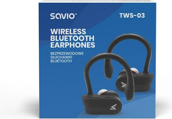 Produktbild Savio TWS-03 Kabellose Bluetooth-Kopfhörer Schwarz (Keine Geräuschunterdrückung, 5 h, Kabellos)