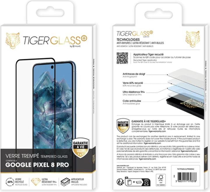 Actual product image Tiger Glass Plus Verre Trempe Recycle Google Pixel 8 Pro (1 Piece, Google Pixel 8 Pro)