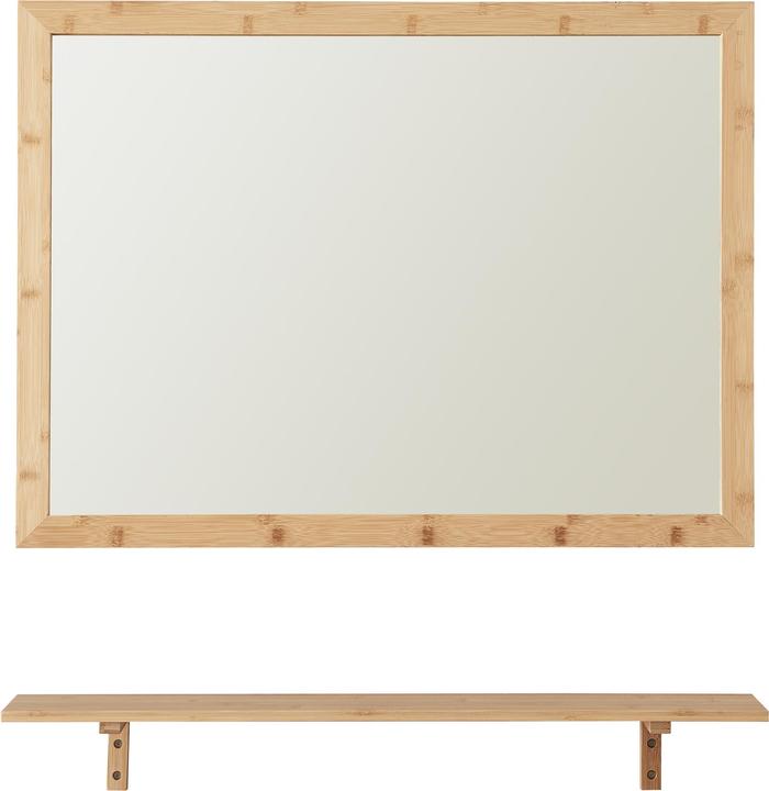 Actual product image En.Casa Wandspiegel mit Regal im Set Boksereys Bambus Natur (80 x 60 cm)