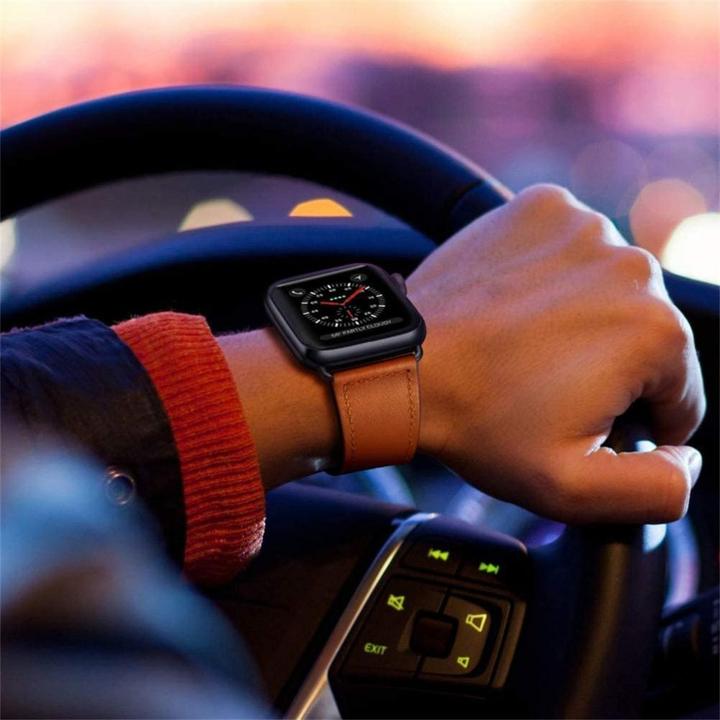 Produktbild Tech Apple 4/5/6/7/8/SE Smart Watch Lederarmband, Braun, 38/40/41 mm (38 mm, 40 mm, 41 mm, Naturleder)