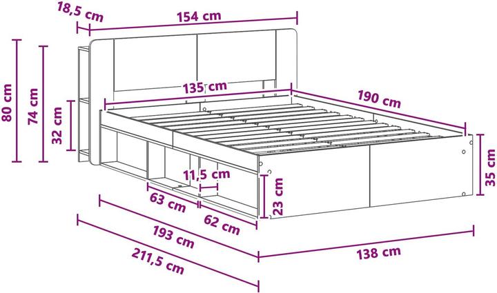 Image du produit vidaXL Bettrahmen (135 x 190 cm)