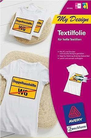 Actual product image Avery Transfer films for light textiles (24x)