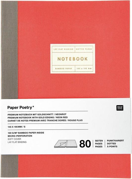Produktbild Rico Design Notizbuch S, Neonrot (A4, Gepunktet, Harter Einband)