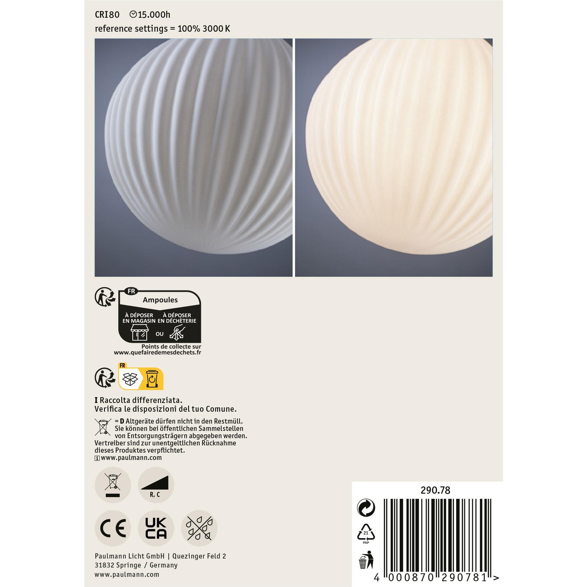 Thumbnail - Paulmann, Leuchtmittel, Globe White Lampion (E27, 4.30 W, 400 lm, 1 x, F)