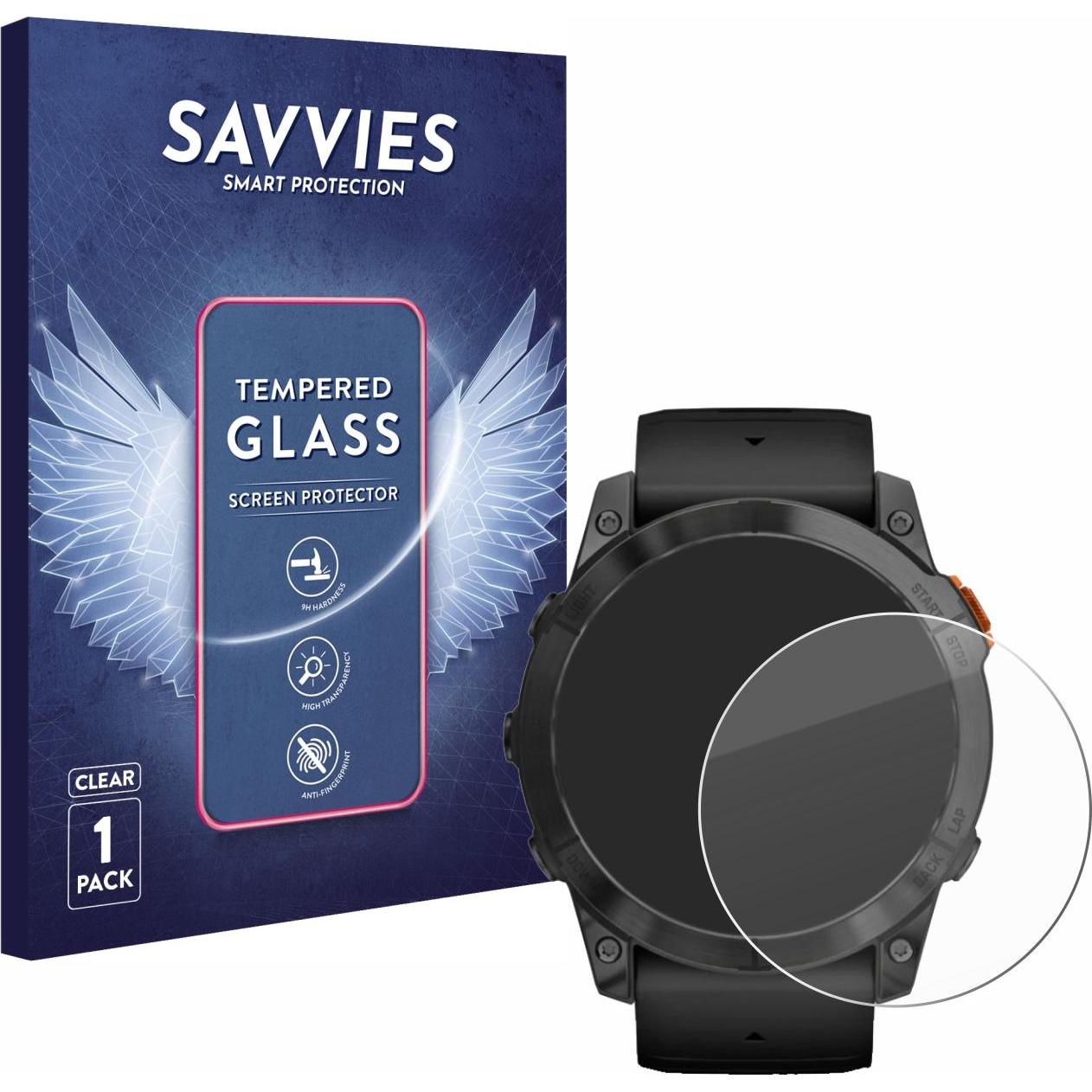 Savvies Panzerglas Schutzglas Displayschutz, Smartwatch Schutzfolie, Transparent