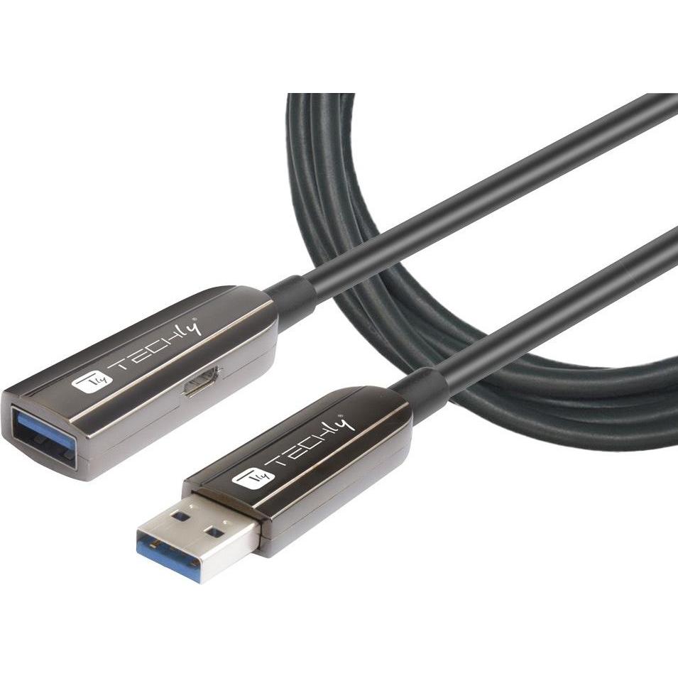 Thumbnail - Techly USB 3.0 Superspeed AOV Verkängerung, St-Bu (10 m, USB 3.2 Gen 1), USB Kabel