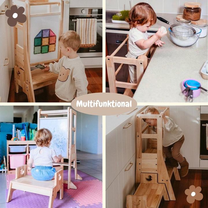 Hermex Kinder Holz-Lernturm mit Hocker und Zeichenbrett - Galaxus