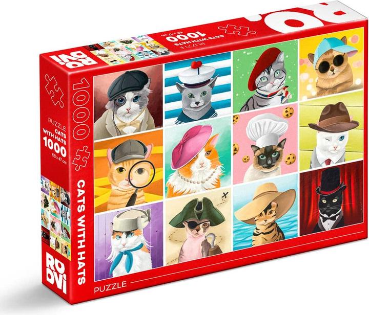 Actual product image Roovi Puzzle 1000 pieces Cats with Hats (1000 pieces)