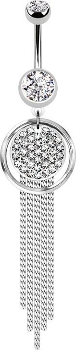 Immagine prodotto Star Piercing Banana d'argento con due sfere di cristallo pendente d'argento lampadario filo glitterato (Acciaio chirurgico 316L, Ottone)