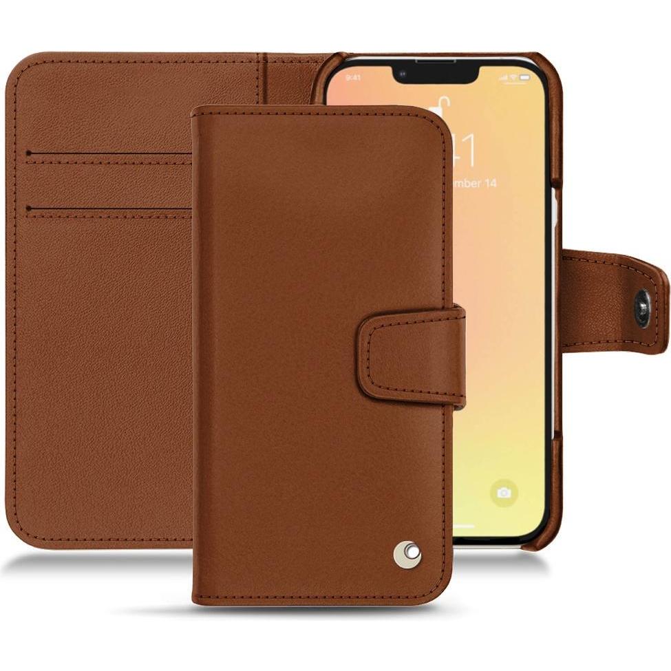Noreve Lederschutzhülle Wallet (Apple iPhone 13), Smartphone Hülle, Braun