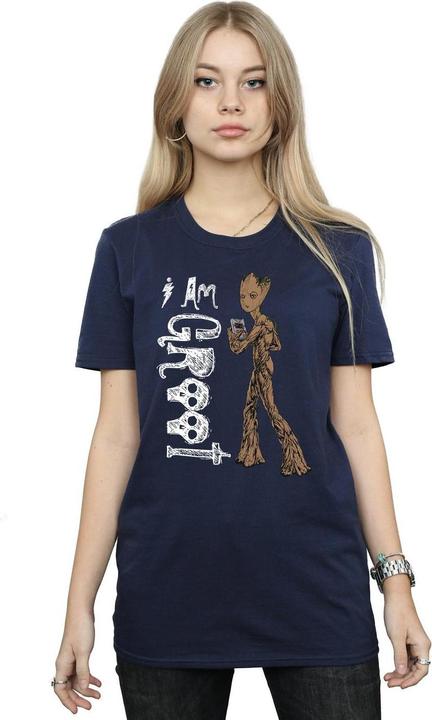 Actual product image Womens/Ladies Avengers Infinity War I Am Teenage Groot Cotton Boyfriend T-Shirt (L)