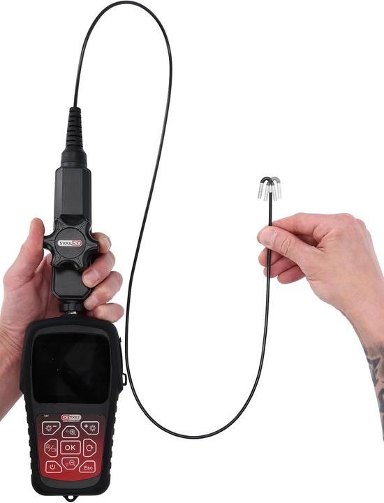 Actual product image KS Tools HD videoscope set with Ø 3.9 mm 180° and 0° HD front camera probe, flexible PVC sheath, 3-piece